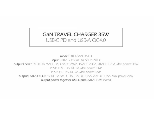 SWISSTEN Γρήγορος Φορτιστής GaN: 1x USB-C 35W PD και 1x USB-A 27W QC Μαύρο 8595217484498