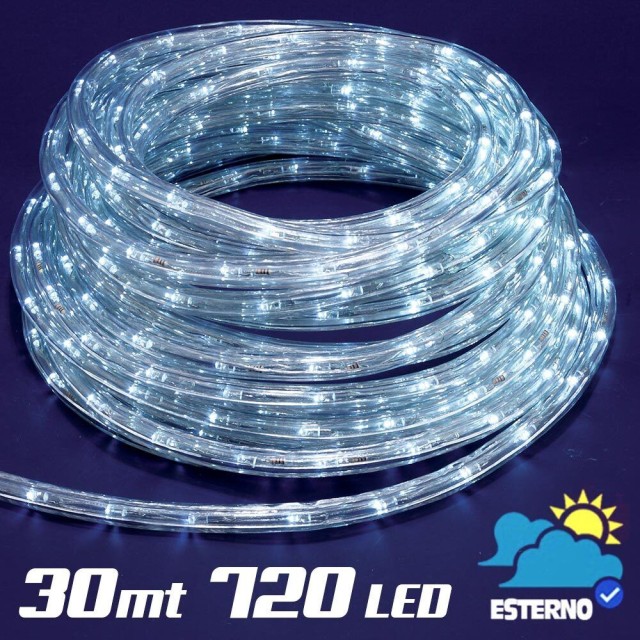 BAKAJI Σωλήνας Φωτισμού 30 Μέτρων LED Ψυχρό Λευκό 720 Φώτα για Εσωτερική και Εξωτερική Χρήση 02831590