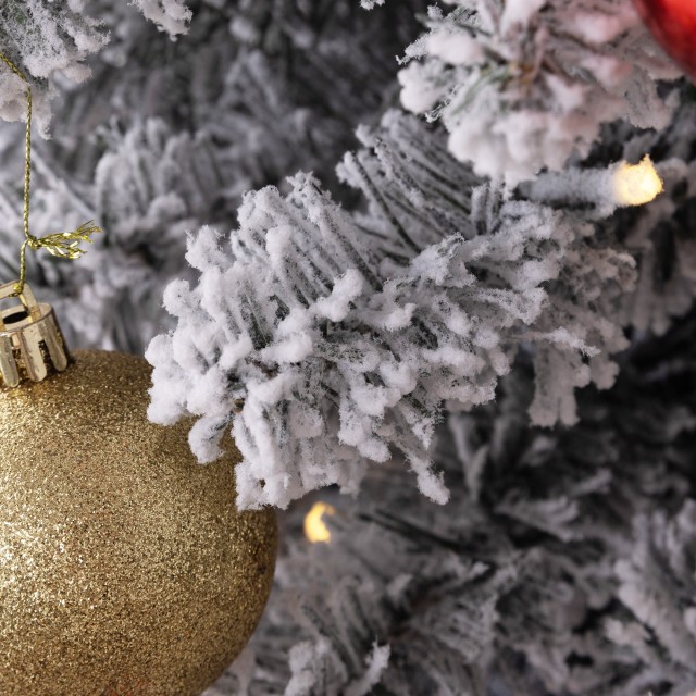 HOMCOM Χριστουγεννιάτικο Δέντρο με Χιόνι με 329 Κλαδιά και Λευκά LED Φώτα από Πλαστικό και Μέταλλο O52x180 cm Πράσινο 830-887V95