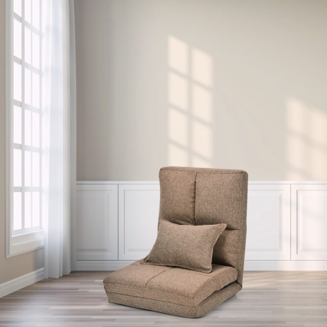 Costway Εργονομική Πτυσσόμενη Πολυθρόνα Δαπέδου με Ρυθμιζόμενη Πλάτη σε Καφέ Χρώμα HW66919CF