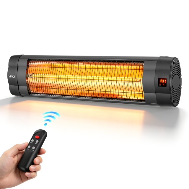 VEVOR Υπέρυθρη Ηλεκτρική Θερμάστρα 2500W, Μαύρη, με 3 Ρυθμίσεις Θερμότητας, Τηλεχειριστήριο, Πίνακα Ελέγχου και Χρονοδιακόπτη 24 Ωρών HWXJRQTXBG87T5GC5001V2