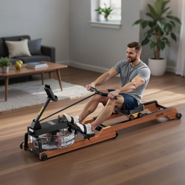 VEVOR Ξύλινο Πτυσσόμενο Κωπηλατικό Μηχάνημα με Δεξαμενή Νερού & LCD Οθόνη, Συμβατό με Bluetooth, Μέγιστο Βάρος 158kg HCJSZTMZDKLYB6NO4001V9