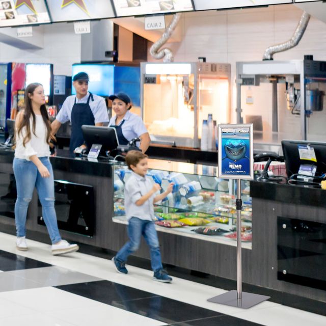 Costway Διπλό Σετ Επιδαπέδιας Παρουσίασης Α4 με Βαριά Βάση, Ανθεκτικό Μεταλλικό Πλαίσιο, Ασημί CB10734SL-2