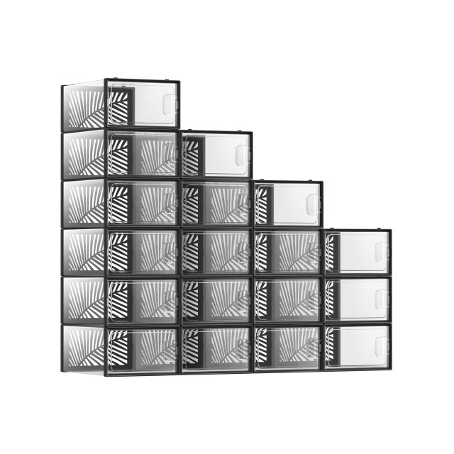SONGMICS Σετ 18 Κουτιά Αποθήκευσης Παπουτσιών 33 x 23 x 14 cm Μαύρα,LSP18B 
