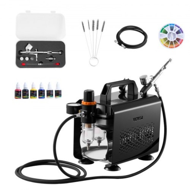 VEVOR Σετ Αερογράφου με Συμπιεστή 1/6 HP, 1 Αερογράφο και 3 Μύτες Βαφής JCBTZW1OGWQGAXJ1Q001V2