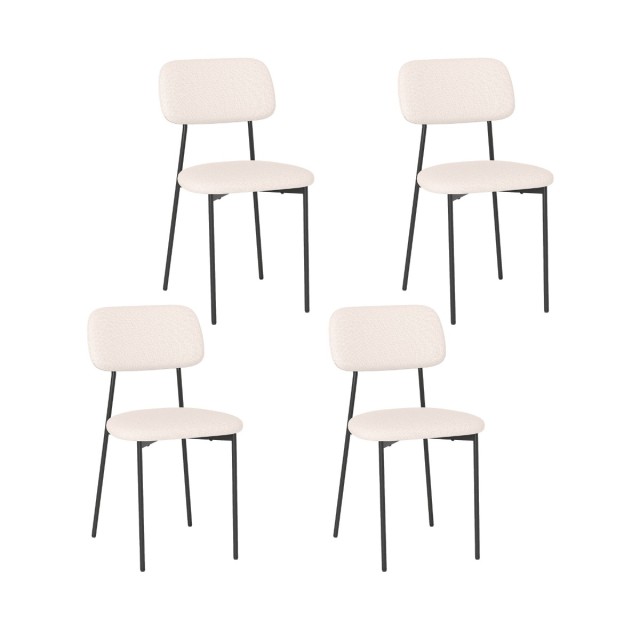 Costway Σετ Μοντέρνες Καρέκλες Τραπεζαρίας από Λινό Ύφασμα με Μεταλλικά Πόδια, Μπέζ Καθίσματα (4 Τεμάχια) 78 x 49 x 44 cm JV12503WH-4