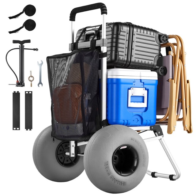 VEVOR Καρότσι Παραλίας με Μεγάλες Ρόδες για Άμμο, Πτυσσόμενο, 75kg Φορτίο, Ρυθμιζόμενο Ύψος STTC2PTXQQL1RXH62001V0