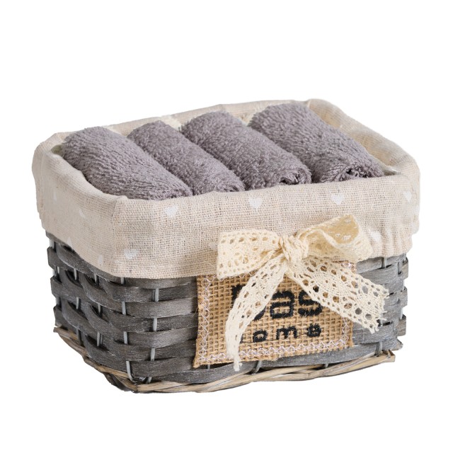 DAS HOME Σετ Πετσέτες 4 Τεμαχίων Soft 4001 Γκρι 530708004001