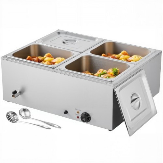 VEVOR Μπεν Μαρί 4 Θέσεων 1500W Επιτραπέζιο Ζέσταμα Τροφίμων με Καπάκι SYSPBWQPTK41SB7R9002V2