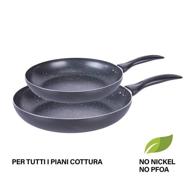 Galileo Σετ 2 Τηγανιών 24 και 28 εκ. με Αντικολλητική Επίστρωση για Επαγωγικές Εστίες Μάρμο SChef 5916571