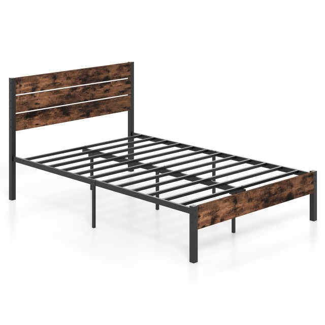 Costway Μεταλλικό Κρεβάτι 200 x 140 cm με Λάττες και Αποθηκευτικό Χώρο HU10833CF-D