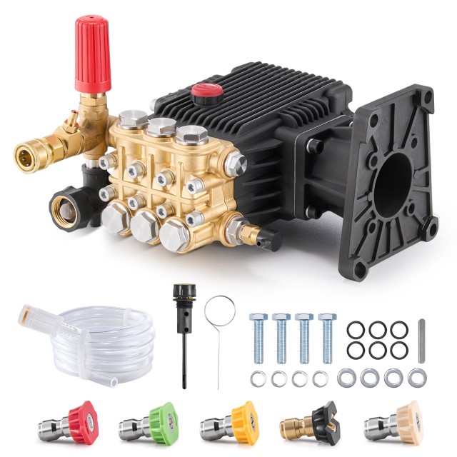 VEVOR Αντλία Πλυντηρίου Υψηλής Πίεσης με Οριζόντιο Άξονα 1 Triplex Plunger 4400 PSI 4,4 GPM HZQZB44GPM1IB5474V0