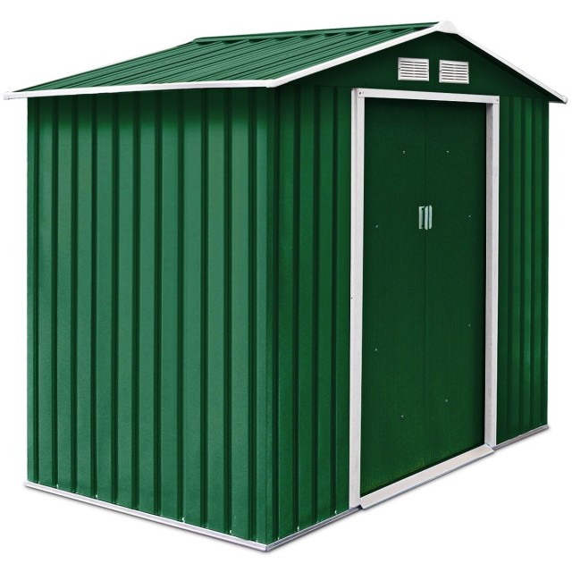 Costway Μεταλλικό Σπιτάκι Κήπου 213x127x185 cm με Ανθεκτική Κατασκευή και Δύο Συρόμενες Πόρτες GT2989GN+