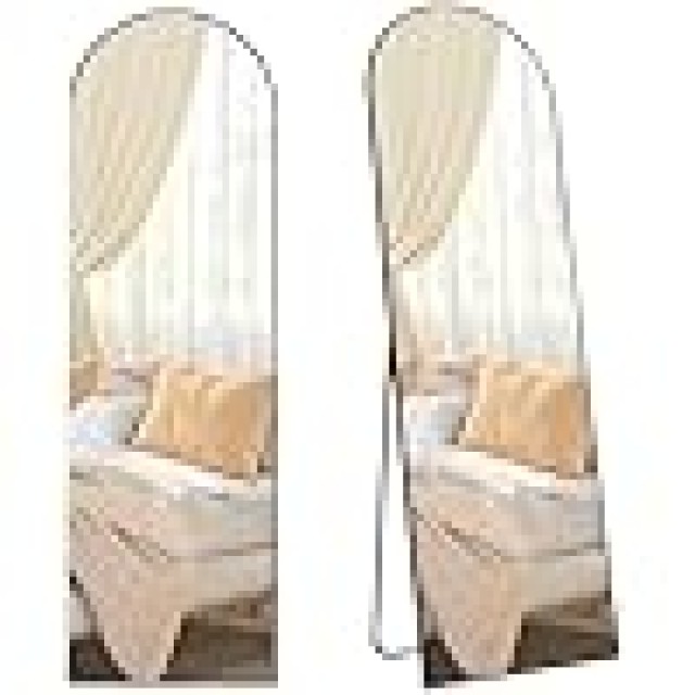 SONGMICS Καθρέφτης Δαπέδου 160x50 cm με Αψιδωτό Μαύρο Αλουμινένιο Πλαίσιο LFM031B01