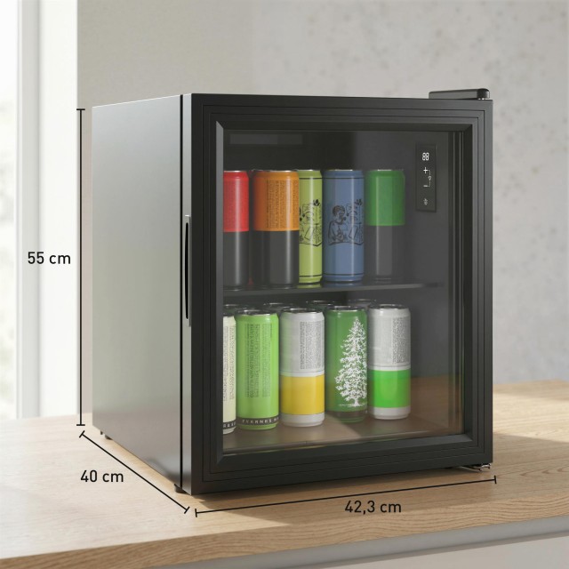 HOMCOM Μίνι Ψυγείο Γραφείου 46L, για 59 Κουτάκια, Ρυθμιζόμενη Θερμοκρασία 0-20°C, Πόρτα από Διπλό Ενισχυμένο Γυαλί, Μαύρο 800-322V90BK