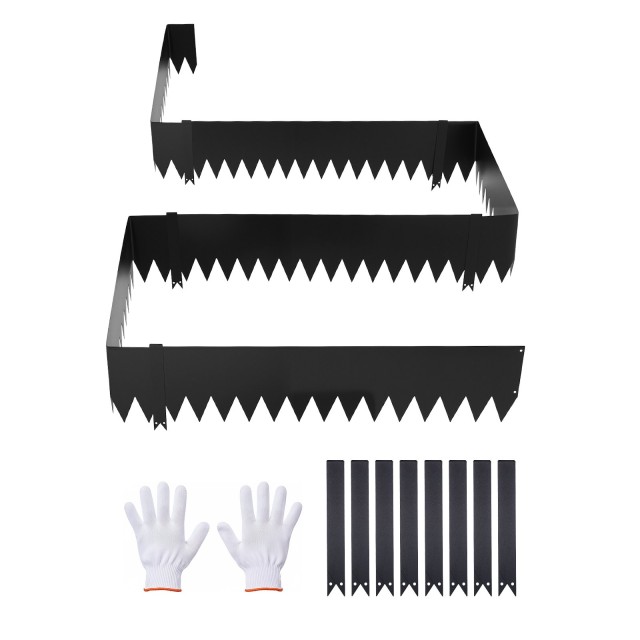 VEVOR Σετ 6 Μεταλλικών Γαλβανισμένων Διακοσμητικών Ορίων Κήπου (1016 x 254 mm) με 8 Κλιπ Στήριξης, Μαύρο DXGJSPZ40INC8WKPZ001V0