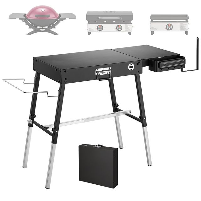 VEVOR Πτυσσόμενο Τραπέζι Γκριλ Camping 87x45 cm για Εστίες 43/56 cm, Ανθρακούχο Ατσάλι, Ρυθμιζόμενο Ύψος, 158 kg ZJKSKZZXTJK393XMF001V0