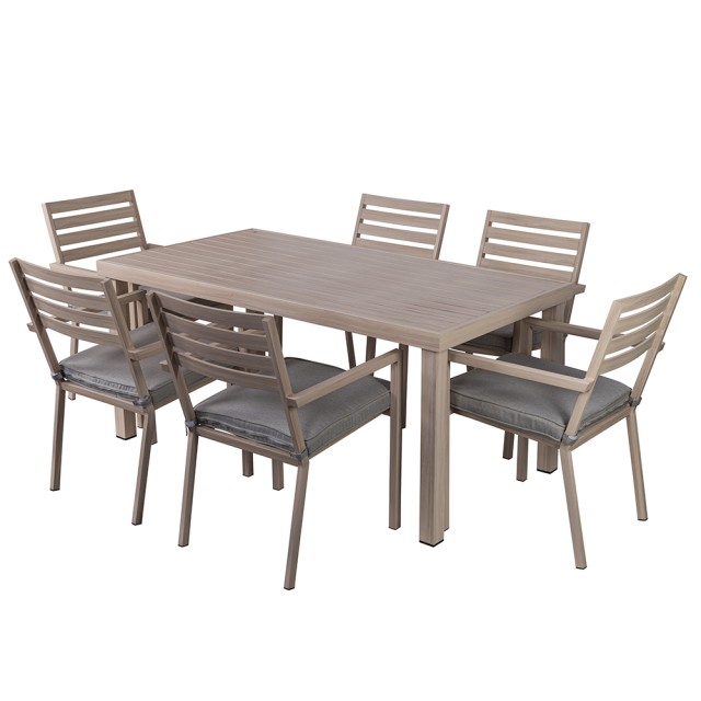 Galileo Σετ τραπέζι και 6 καρέκλες κήπου με κατασκευή από αλουμίνιο και μαξιλάρια memory foam Ibiza Est 2188279