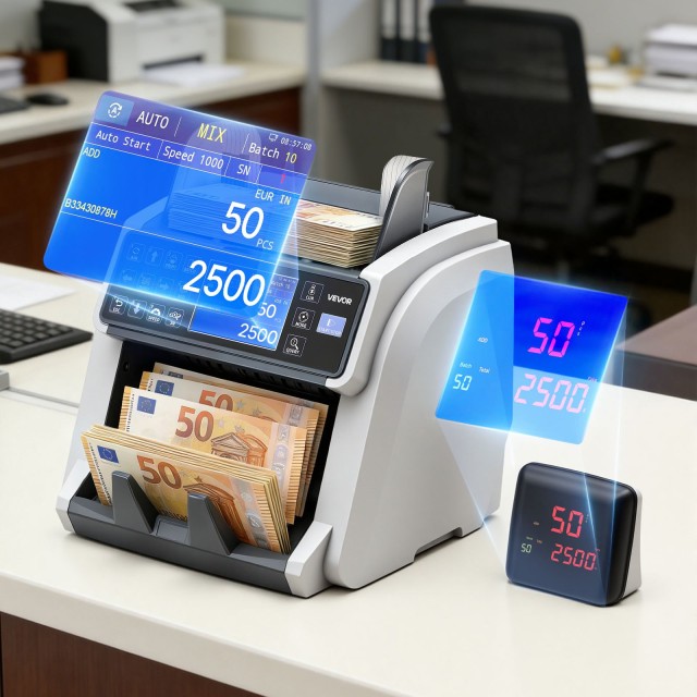 VEVOR Μηχανή Καταμέτρησης Χρημάτων με Ανίχνευση Πλαστών και Υποστήριξη Πολλαπλών Νομισμάτων SWDCJDBZZSTFHWYUX001V2