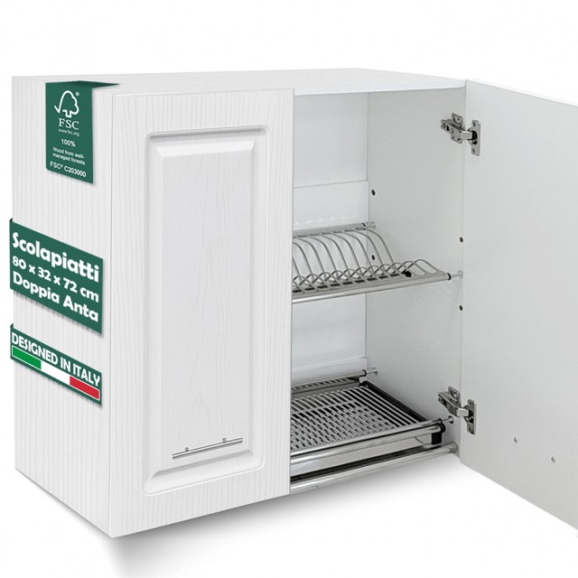 Shally Dogan Κρεμαστό Ντουλάπι Κουζίνας με Στεγνωτήριο Πιάτων και Συλλέκτη Σταγόνων σε Λευκό Φινίρισμα Ξύλου 02001643