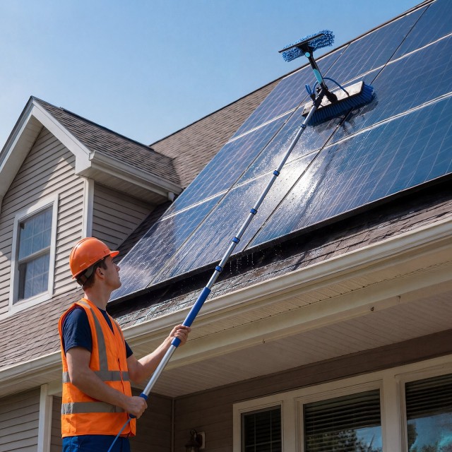 VEVOR Σετ Καθαρισμού Ηλιακών Πανέλων με Τηλεσκοπικό Κοντάρι 10,02μ και Περιστρεφόμενη Βούρτσα TYNDCBQJTJH2FCRLP001V0