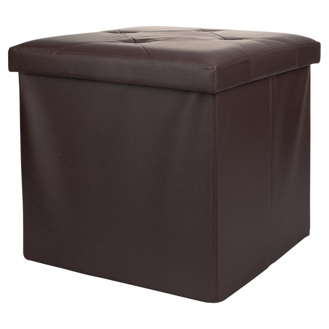 Galileo Πολυχρηστικό σκαμπό με αποθηκευτικό χώρο, κατασκευή από MDF με επένδυση από καφέ PVC 38x38xΥ38 cm Sibilla 5921112