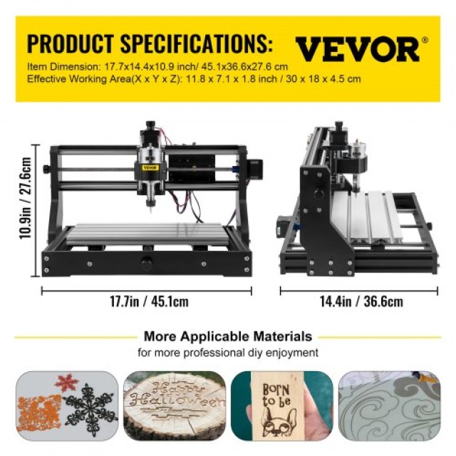 VEVOR CNC 3018 Pro 500mW Μηχανή Χάραξης με Offline Controller για Πλαστικό, Ακρυλικό, PVC, Ξύλο DKJ3018PRO500MW01V2