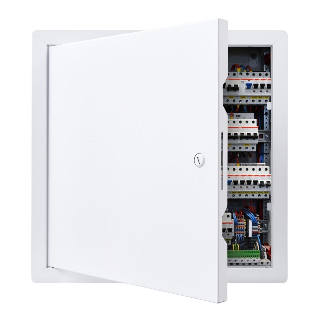 VEVOR Πάνελ Επίσκεψης Γυψοσανίδας 34x34 cm, Γαλβανιζέ Ατσάλινο, Λευκό, με Μεντεσέ και Κλείδωμα με Κατσαβίδι, για Άνοιγμα 32x32 cm JSJXMB1212INZECFM001V0