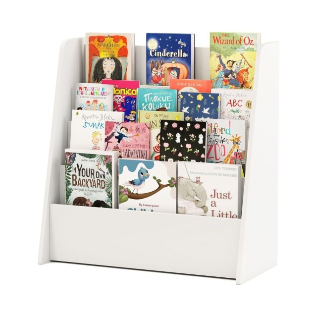 Costway Παιδική Βιβλιοθήκη 4 Επιπέδων με Ανοιχτό Σχεδιασμό και Σταθερή Κατασκευή CB10781WH