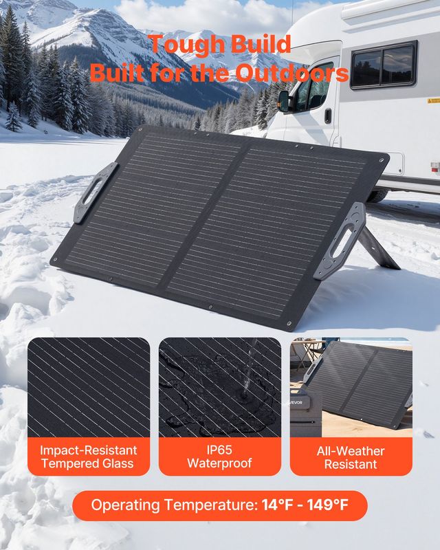 VEVOR 100W Φορητός Πτυσσόμενος Ηλιακός Φορτιστής με Υψηλή Απόδοση και Πολύπλευρες Συνδέσεις BXZDTYNB1100UD77V001Y3