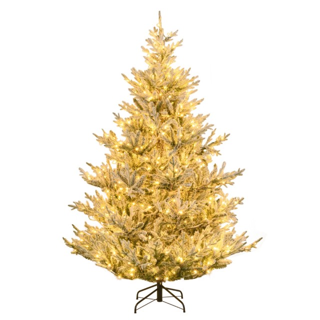 Costway 210 εκ Τεχνητό Χριστουγεννιάτικο Δέντρο με Φωτισμό & Χιόνι Τάναμπομ Χριστουγεννιάτικο Δέντρο CM25167DE-7