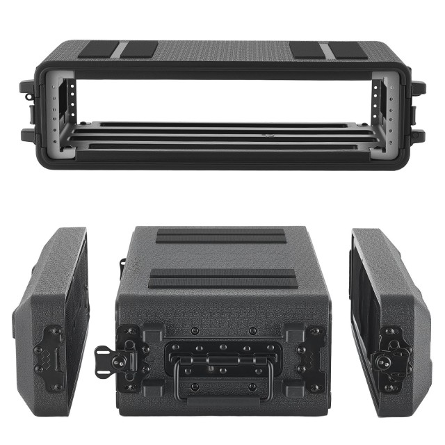 VEVOR Rack Case 2U, βάθος 260 mm, με θήκες μικροφώνου, για ενισχυτή και μίκτη DJ SLCZJJX2U12IMDAKS001V0