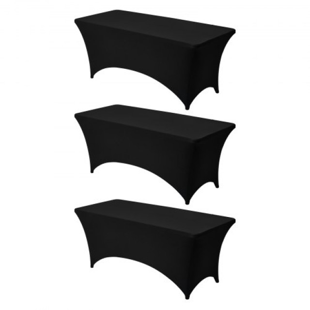 VEVOR Σετ 3 Μαύρα Ελαστικά Τραπεζομάντηλα για Τραπεζαρίες 6FT DLZZ6FT3PCSHJVRFS001V0