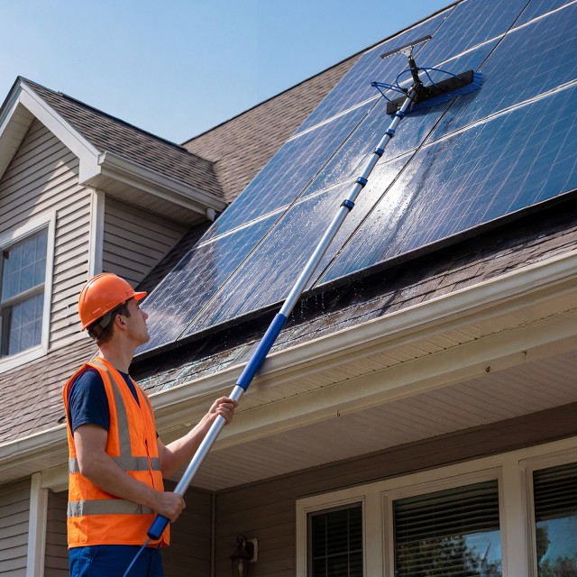 VEVOR Σετ Καθαρισμού Ηλιακών Πανελ με Τηλεσκοπικό Κοντάρι 10,02μ και Περιστρεφόμενη Βούρτσα EHYTYNDCBQJTTQ8JZ001V0