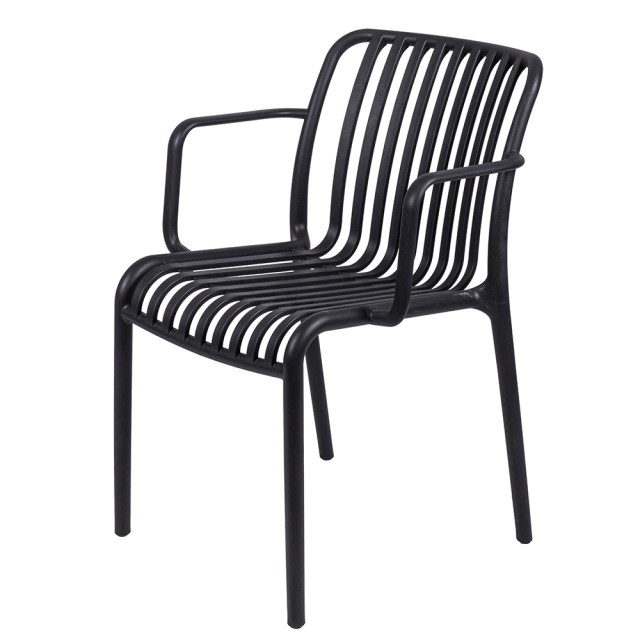 Galileo Καρέκλα με μπράτσα από πλαστικό PP 56x56,5x79,5 cm σχέδιο ρίγες μαύρο Paris 2188393