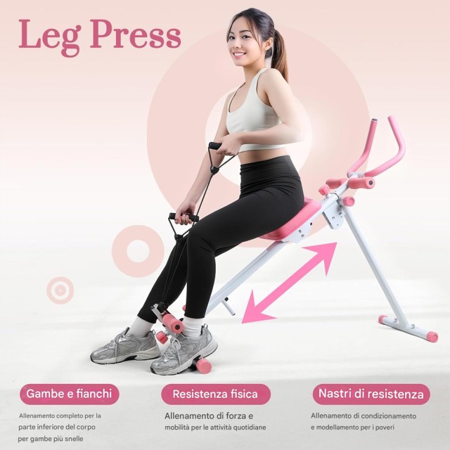 BAKAJI Πολυόργανο Κοιλιακών AB Machine Rosa Πτυσσόμενο Όργανο Γυμναστικής και Κωπηλατική 02002136