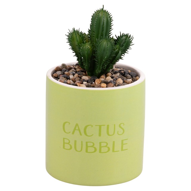 Villa DEste Σετ 4τμχ Τεχνητό Παχύφυτο σε κεραμικό γλαστράκι Cactus Bubble 5923861