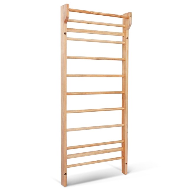 Costway Ξύλινη Σκάλα Αναρρίχησης με Μονόζυγο & 10 Σκαλιά 150kg Ανθεκτική Γυμναστήριο SP38424