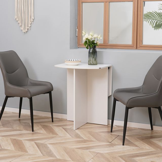 Πτυσσόμενο Ξύλινο Τραπέζι 90 x 60 x 74 cm Χρώματος Λευκό HOMCOM 835-650WT