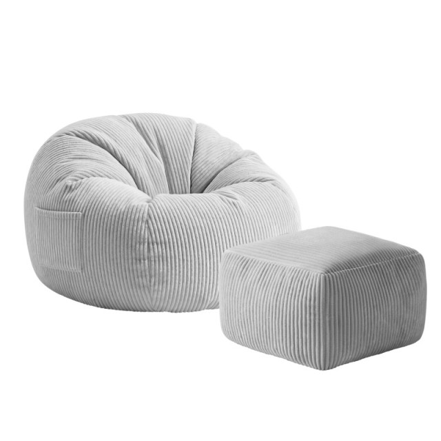 Mark Adler Πουφ Πολυθρόνα Κοτλέ Γκρι με Υποπόδιο Comfy 3.0  5900415031444