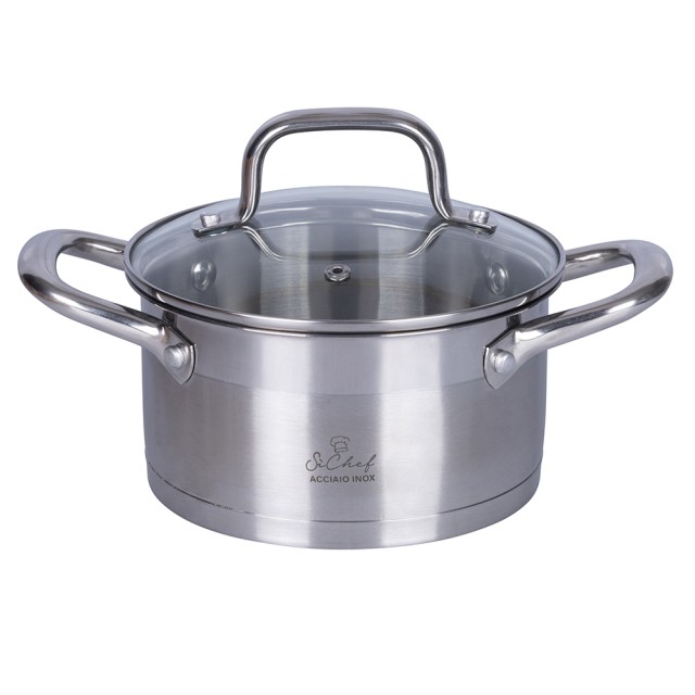 Galileo Κατσαρόλα με καπάκι από ανοξείδωτο ατσάλι 18 εκ. με επαγωγικό πάτο Inox SChef 5916688