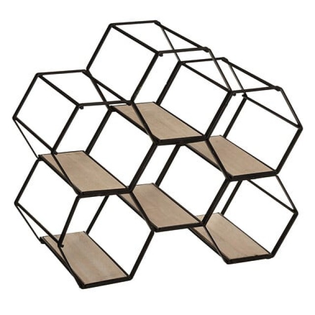 Μεταλλική Ραφιέρα Κρασιών 6 Θέσεων 26 x 15 x 29,5 cm Μαύρο 173416 Atmosphera