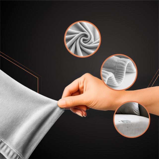 Κάλυμμα Τριθέσιου Καναπέ – Ελαστικό Βελούδο Ανοιχτό Γκρι 145 - 185cm 26035 Ruhhy