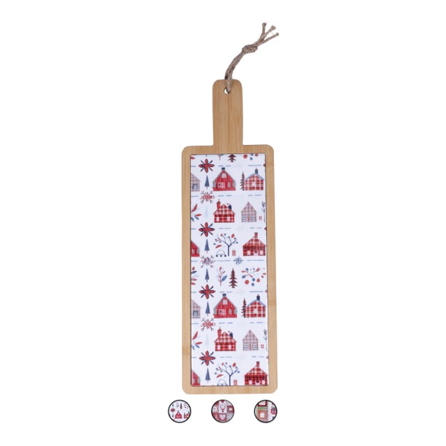 Galileo Ξύλινη επιφάνεια κοπής από μπαμπού και κεραμικό 125x40 εκ, χριστουγεννιάτικο σχέδιο Santas House 5919960 Τυχαία Επιλογή Χρωμάτων