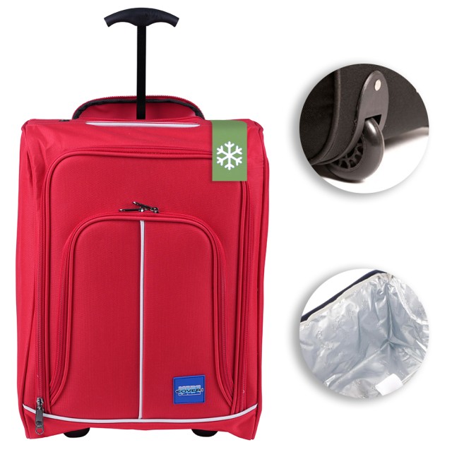 ENRICO COVERI Κόκκινη Μαλακή Τσάντα Καμπίνας με Τροχούς 30x20x50cm - Ιδανική για Ταξίδια 02842227