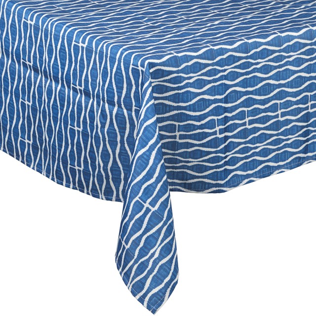 Villa DEste  Τραπεζομάντηλο αντιμουτζουρωτικό 140x240 cm 10-12 θέσεις τραπεζιού, διακόσμηση Neptune Stripes με ρίγες. 5920598