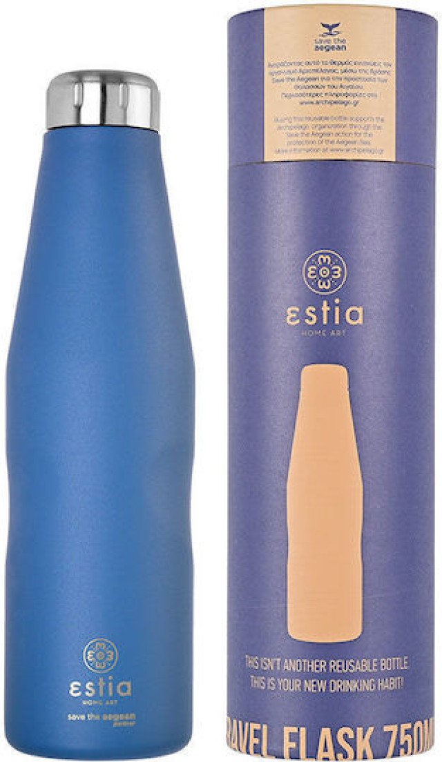 ESTIA Μπουκάλι Θερμός Save the Aegean 750ml Τζιν Μπλε 01-16616