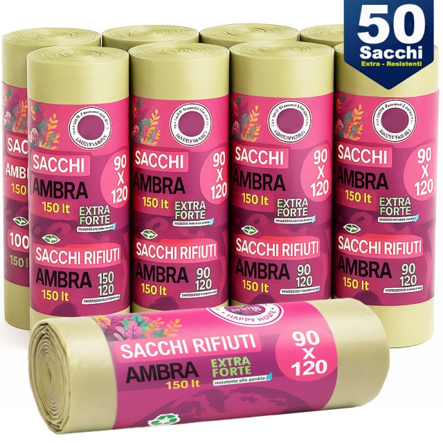 BAKAJI 50 x Μεγάλες Τσάντες Σκουπιδιών Άμπρα, Διαφανείς και Ανθεκτικές 90 x 120 cm LDPE 02842902