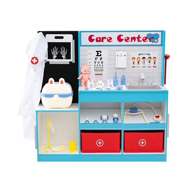 Costway Ξύλινο Ιατρικό Σετ Παιχνιδιού με Χώρο Εξέτασης & Μόνιτορ ΗΚΓ & Ακτινογραφία - Ιατρικό Κέντρο Μπλε TP10425BL