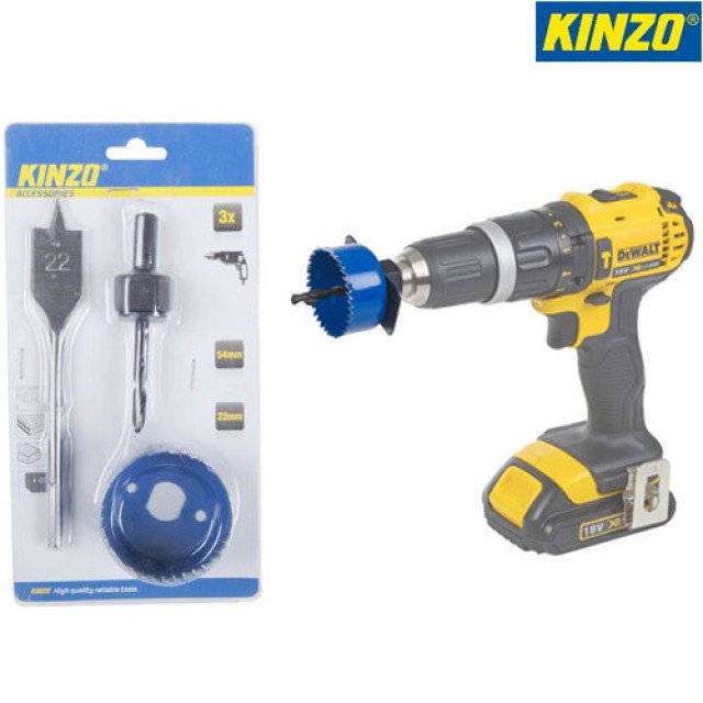 KINZO Σετ 3 x Δίσκοι Ποτηροπρίονα 22 και 54 mm για Ξύλο και Γυψοσανίδα DIY Kinzo 01824944